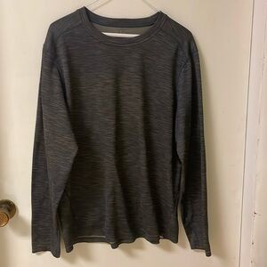 REI Co Op SZ Large Mens Gray Striped Long Sleeve Base Layer Shirt